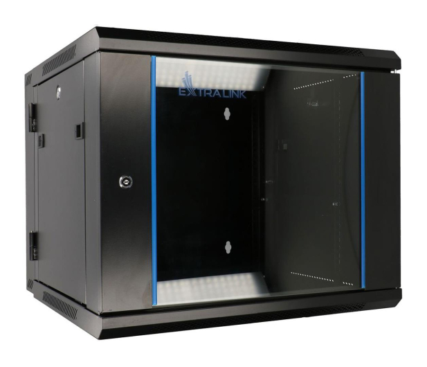 ExtraLink Wisząca 19" 12U 600x600mm dwusekcyjna (czarna) - 489409 - zdjęcie